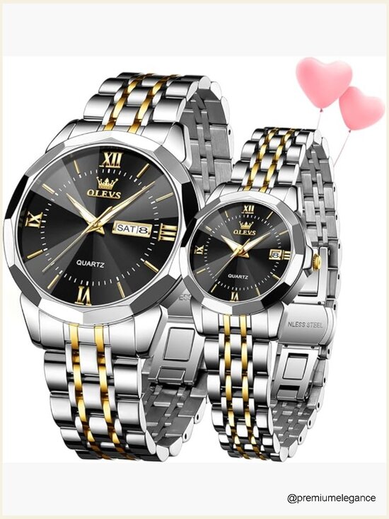 Amazon.com: OUPINKE His and Her Watches Set Romantic  His and Hers Couple Watch Set Stainless Steel Waterproof Luminous